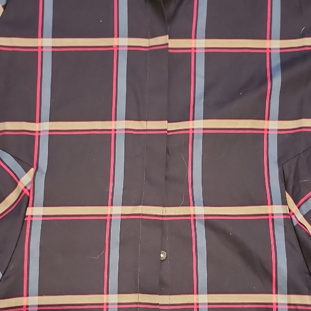 NWT Foxcroft Cici Weekend Blue and Red Plaid Button Down Tunic Shirt - Picture 4 of 8